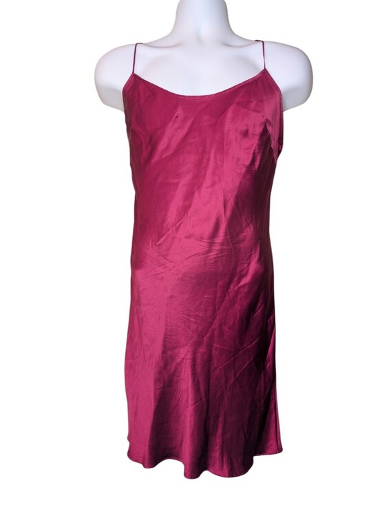 Victoria's Secret Other - Victoria's Secret 100% Silk Slip Dress Berry Satin Chemise size Medium coquette